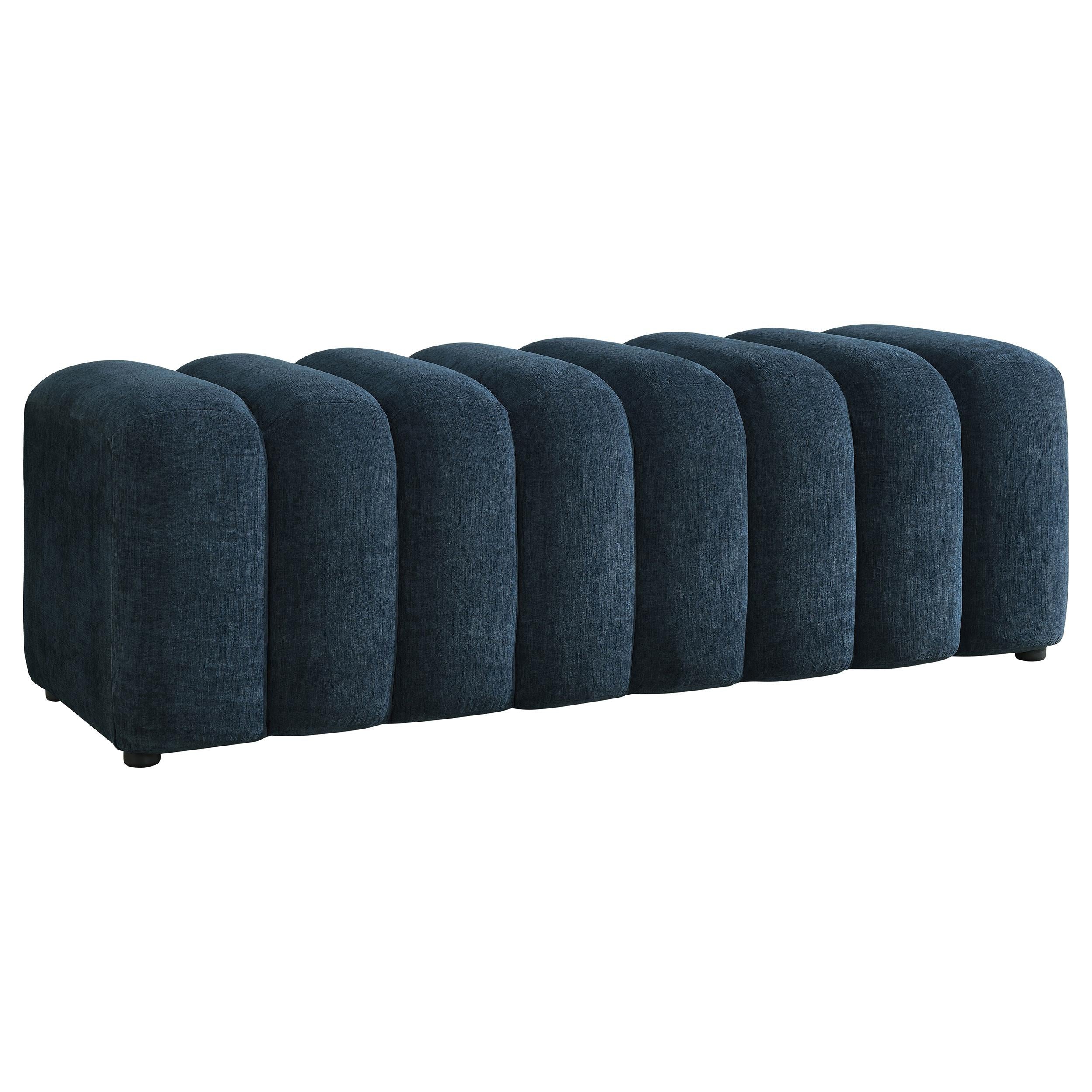 Summer Upholstered Channel Accent Bench Navy