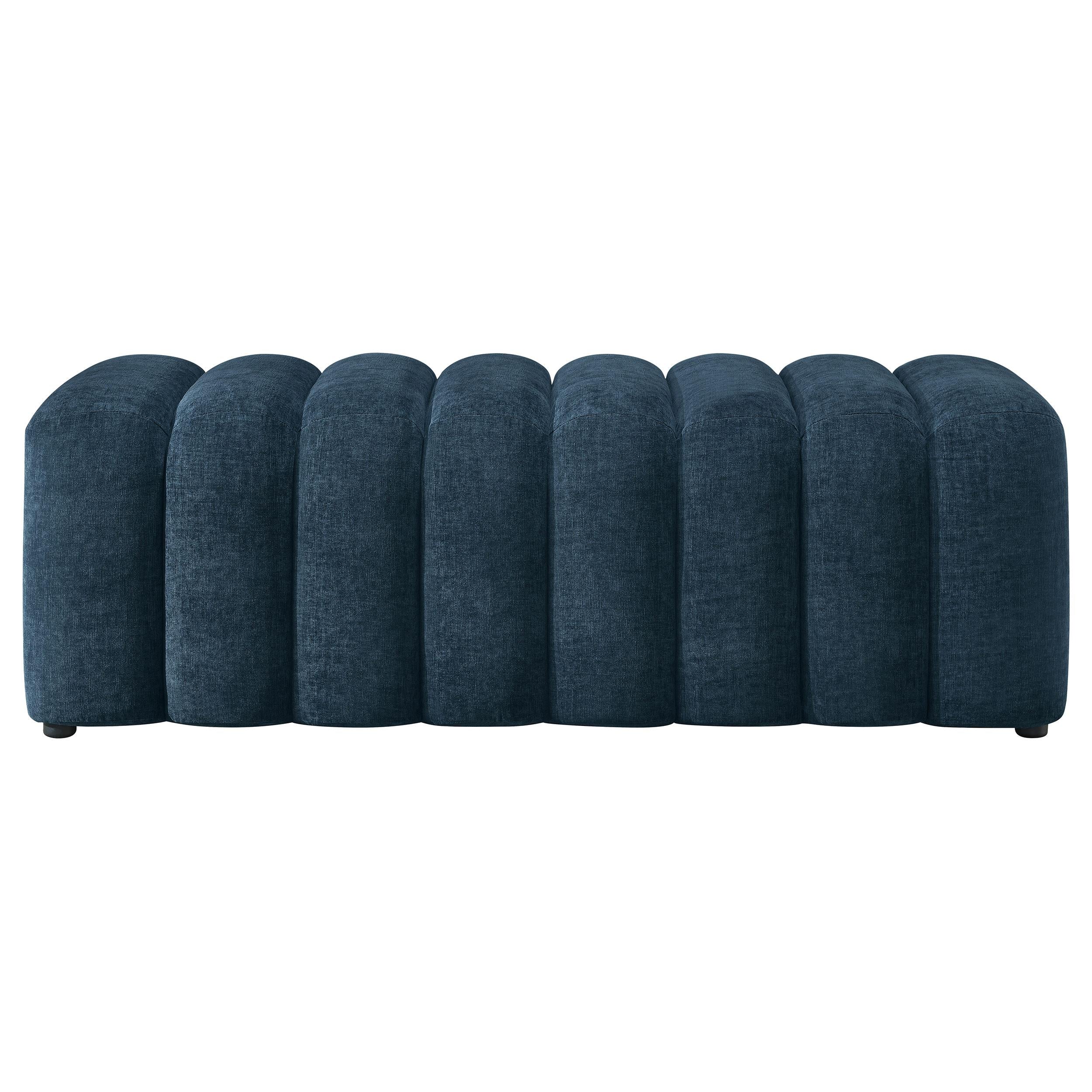 Summer Upholstered Channel Accent Bench Navy