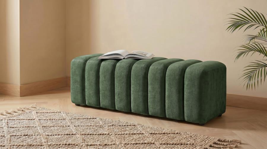 Summer Upholstered Channel Accent Bench Green