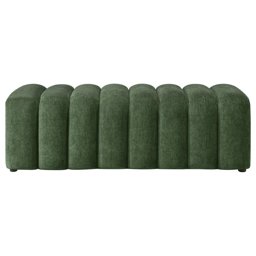 Summer Upholstered Channel Accent Bench Green