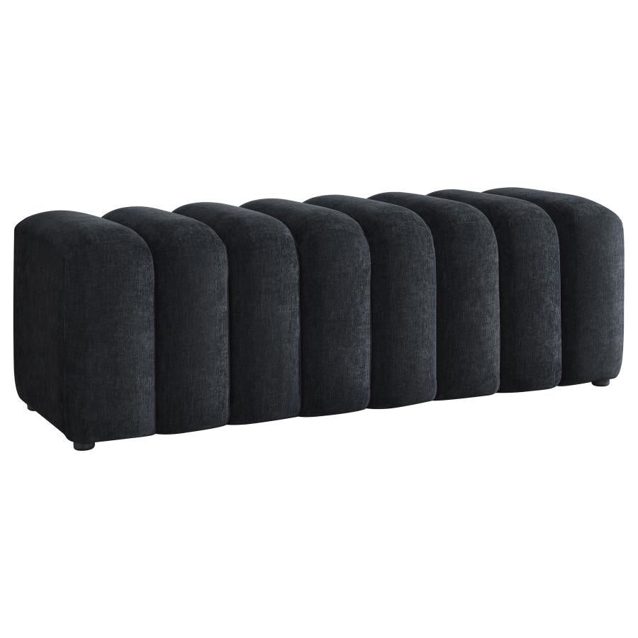 Summer Upholstered Channel Accent Bench Black