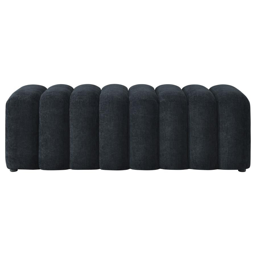 Summer Upholstered Channel Accent Bench Black