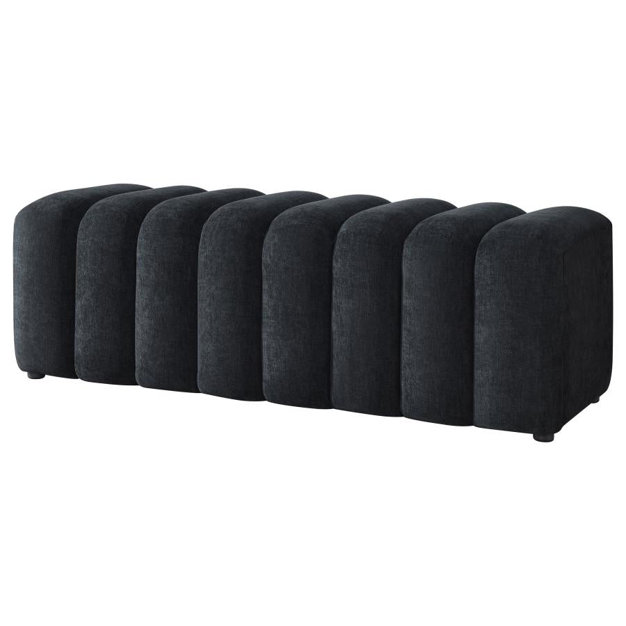 Summer Upholstered Channel Accent Bench Black