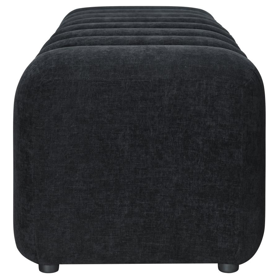Summer Upholstered Channel Accent Bench Black