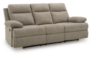 Side-Swipe Reclining Sofa with Drop Down Table