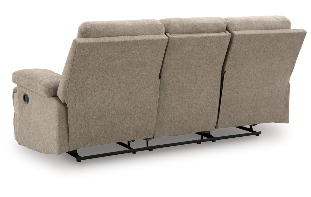Side-Swipe Reclining Sofa with Drop Down Table