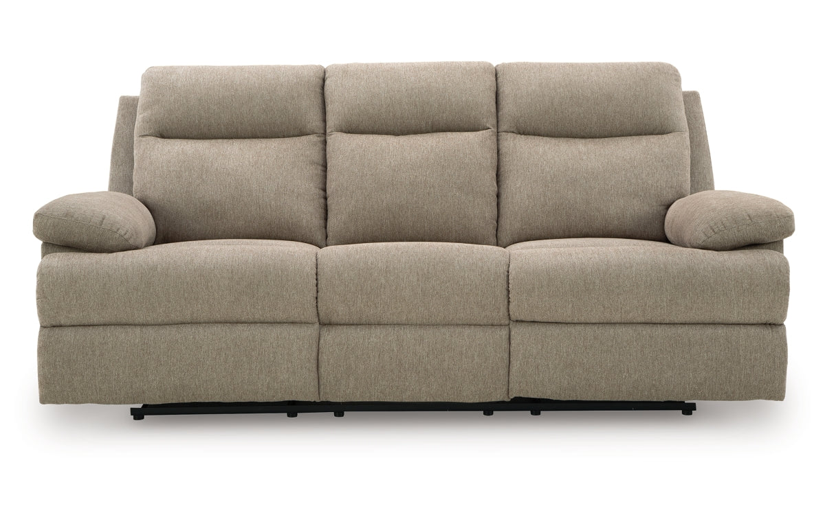 Side-Swipe Reclining Sofa with Drop Down Table