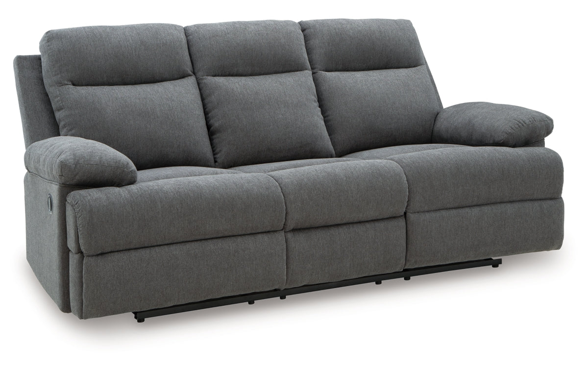 Side-Swipe Reclining Sofa with Drop Down Table