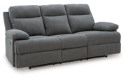 Side-Swipe Reclining Sofa with Drop Down Table
