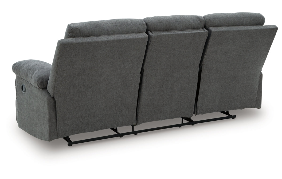 Side-Swipe Reclining Sofa with Drop Down Table
