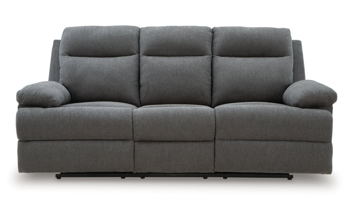Side-Swipe Reclining Sofa with Drop Down Table