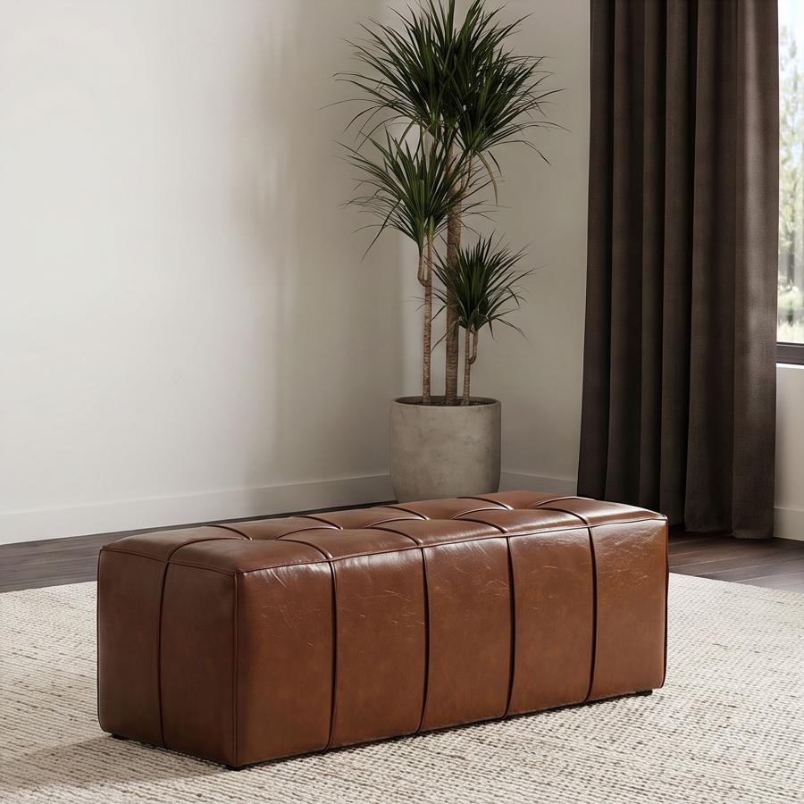 Farrell Leatherette Upholstered Bench Brown