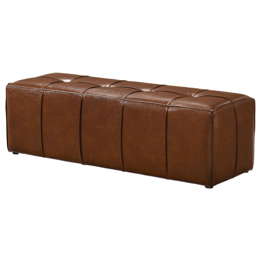 Farrell Faux Leather Upholstered Bench Brown