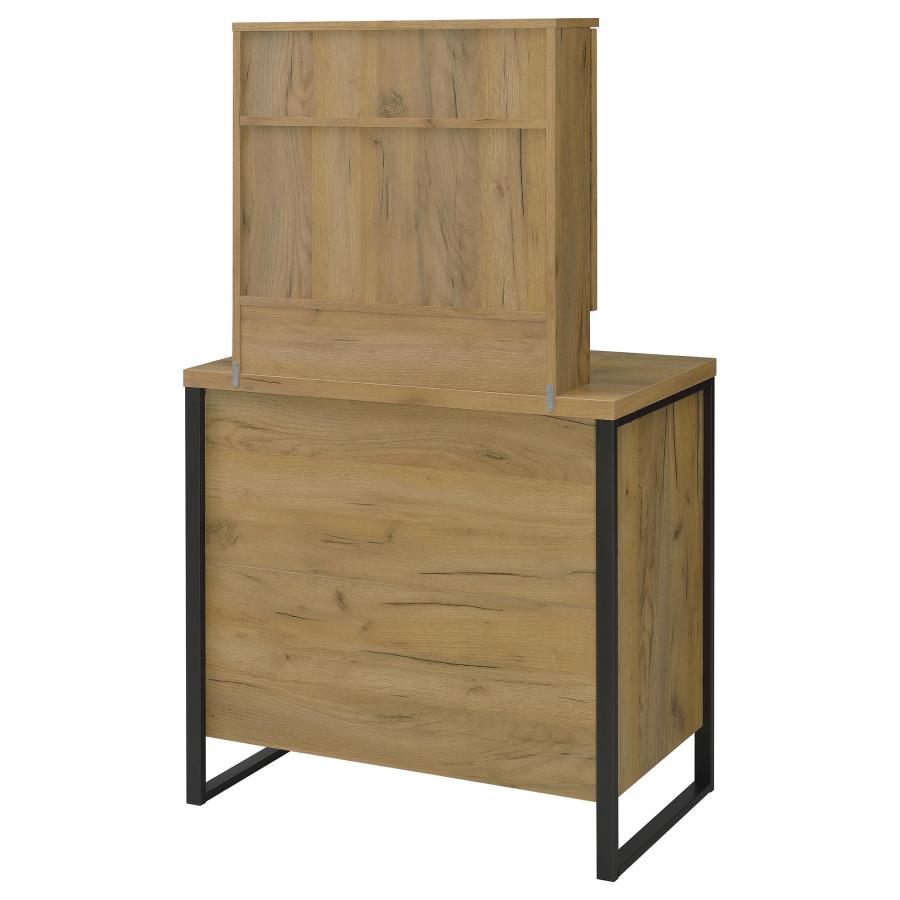 Bettin Vanity Set with Sliding Mirror and Stool Golden Oak