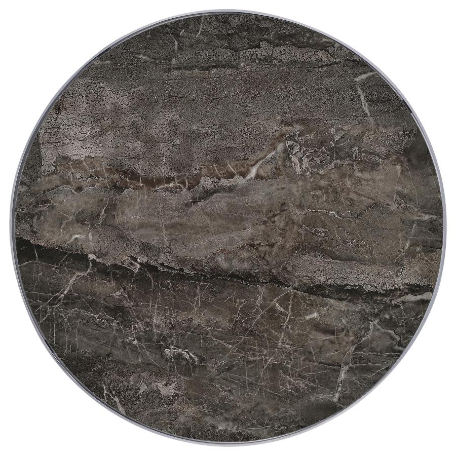 Cazen Round Faux Marble Top Pedestal Side Table Grey