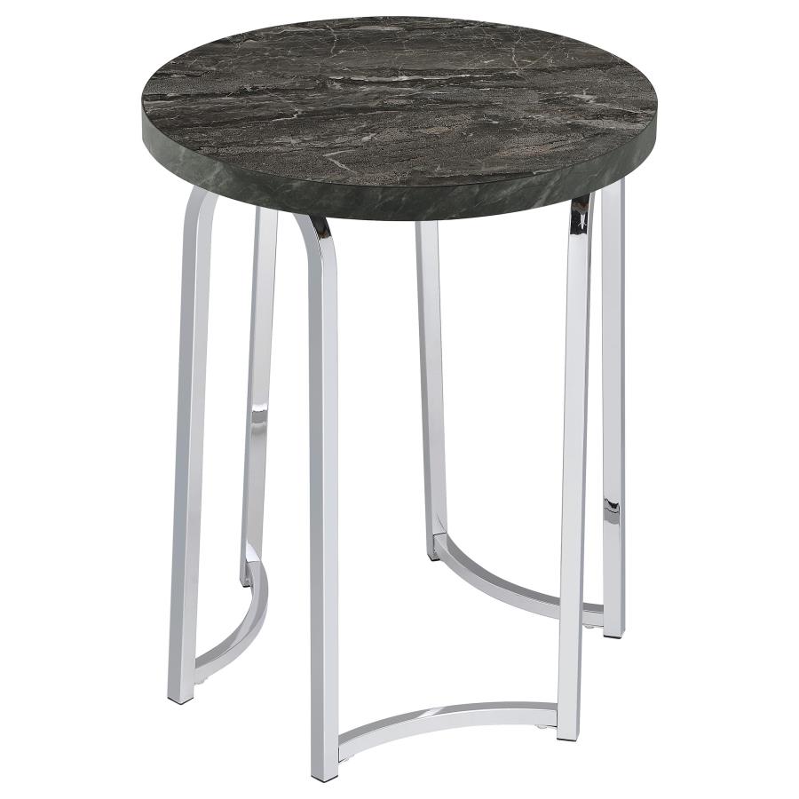 Barcelo Round Faux Marble Top Metal Side Table Grey