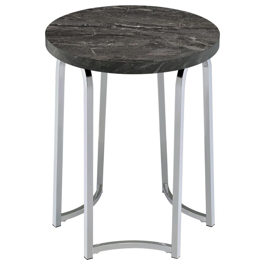 Barcelo Round Faux Marble Top Metal Side Table Grey