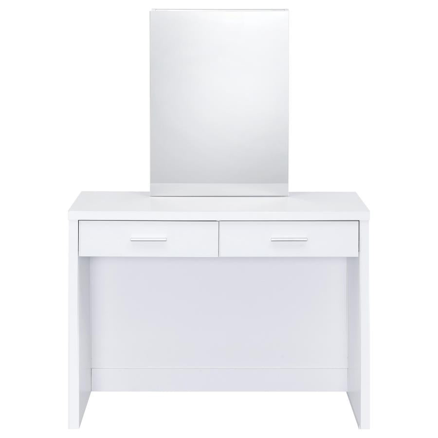 Bunbury Makeup Vanity Table Set Storage Mirror and Stool White