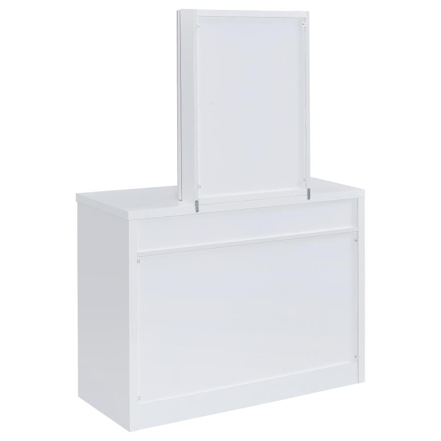 Bunbury Makeup Vanity Table Set Storage Mirror and Stool White