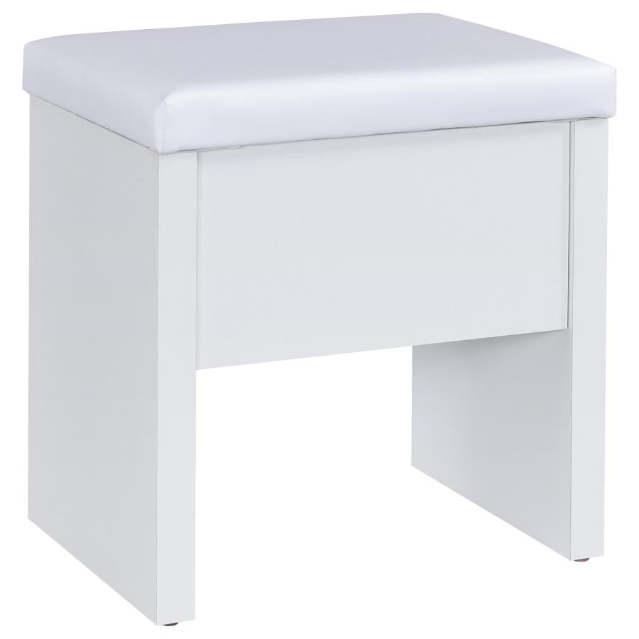 Bunbury Makeup Vanity Table Set Storage Mirror and Stool White