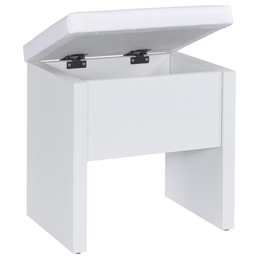 Bunbury Makeup Vanity Table Set Storage Mirror and Stool White