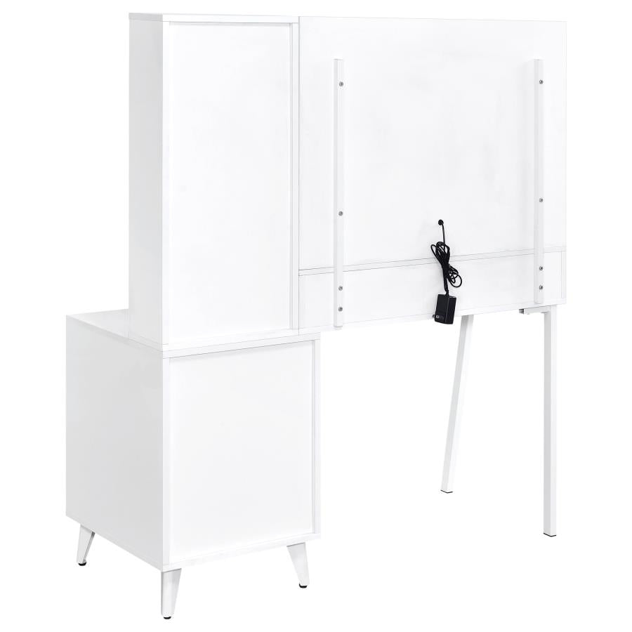 Souza 5-Drawer Makeup Vanity Table With LED Mirror White High Gloss