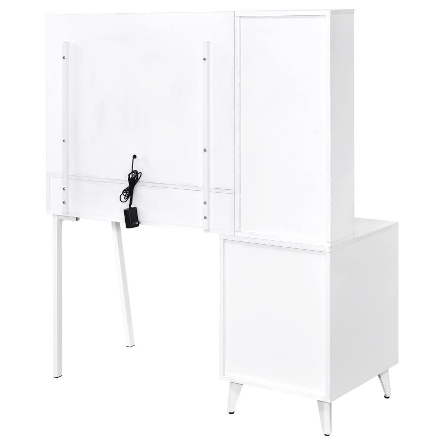 Souza 5-Drawer Makeup Vanity Table With LED Mirror White High Gloss