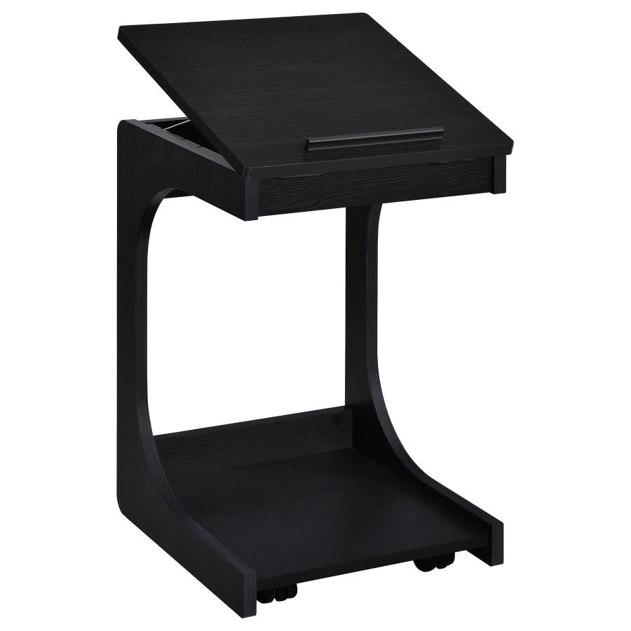 Ralston C-Shaped Lift-Top Sofa Side Table With Casters Black