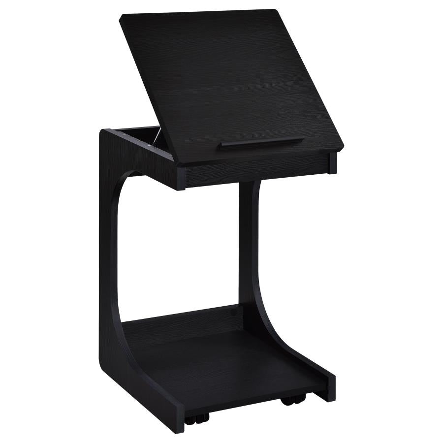 Ralston C-Shaped Lift-Top Sofa Side Table With Casters Black