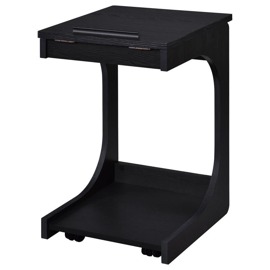 Ralston C-Shaped Lift-Top Sofa Side Table With Casters Black