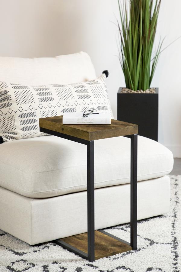 Beck Engineered Wood C-Shape Sofa Side Table Rustic Nutmeg