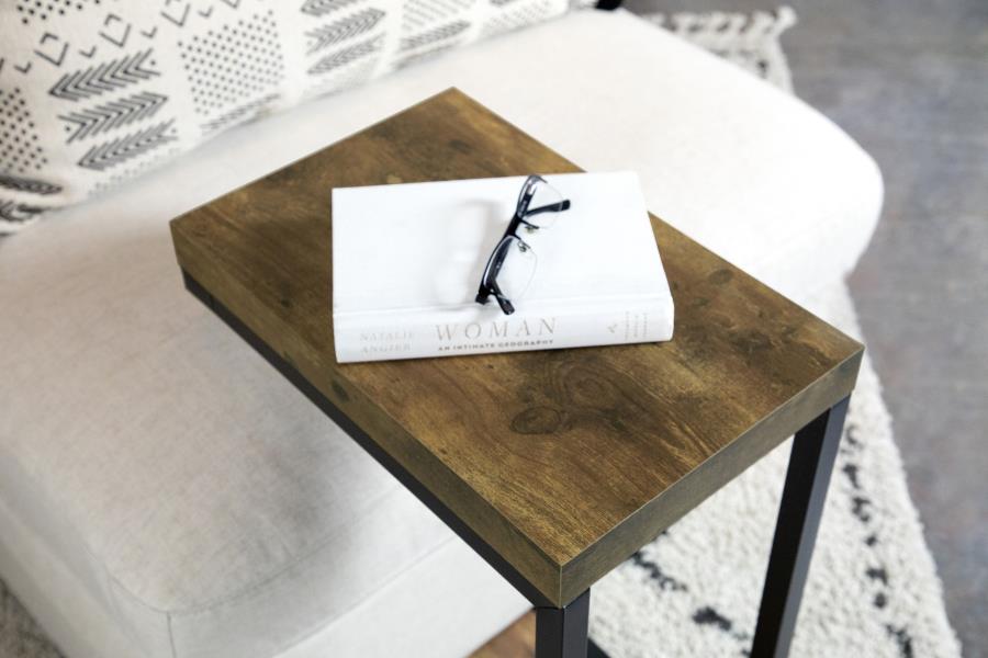 Beck Engineered Wood C-Shape Sofa Side Table Rustic Nutmeg