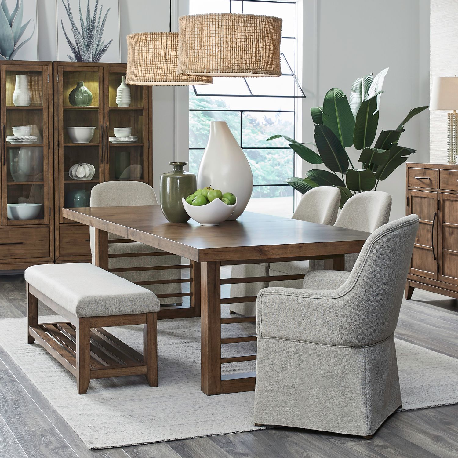Shaker Lakes 6 Piece Double Pedestal Table Set