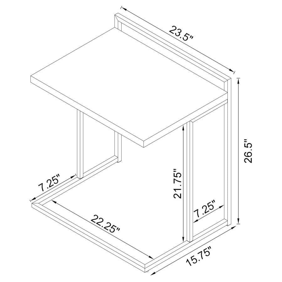 Rectangular C Table Dani Rectangular C-Shaped Sofa Side Table Rustic Nutmeg ...