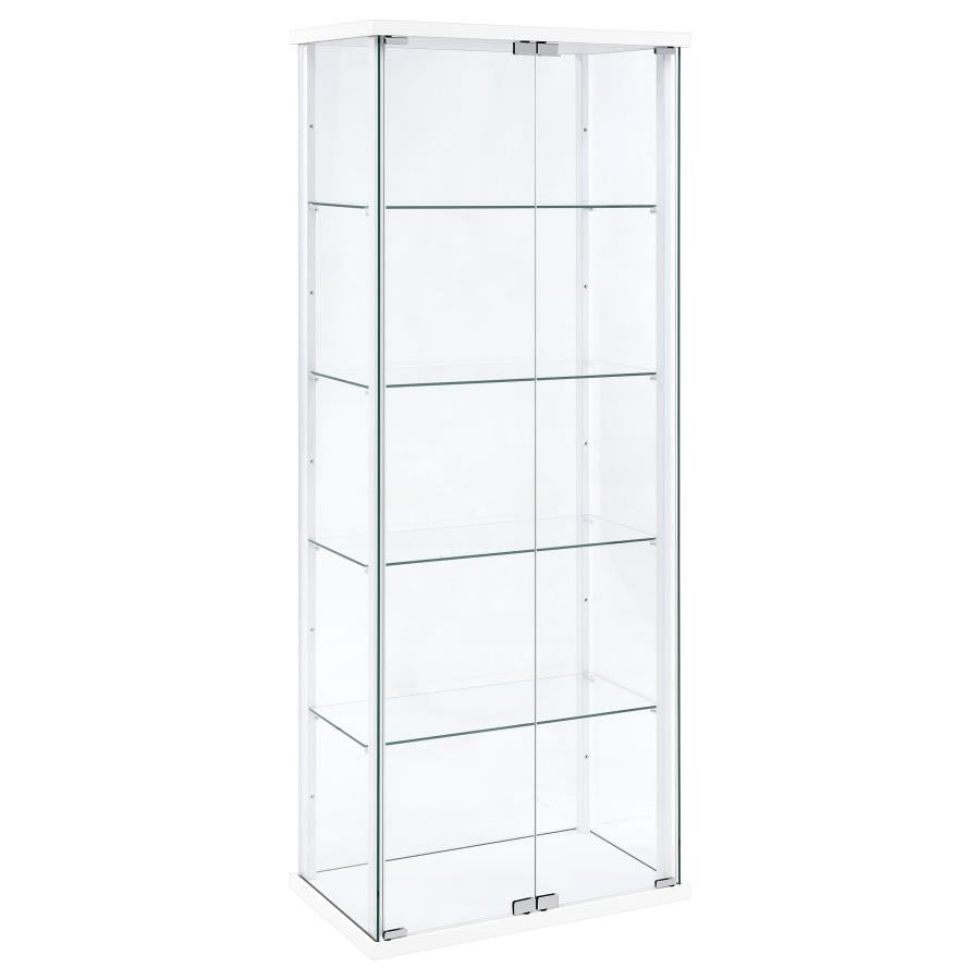Delphinium 4-Shelf Clear Glass Curio Display Cabinet White