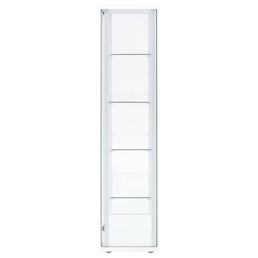 Delphinium 4-Shelf Clear Glass Curio Display Cabinet White