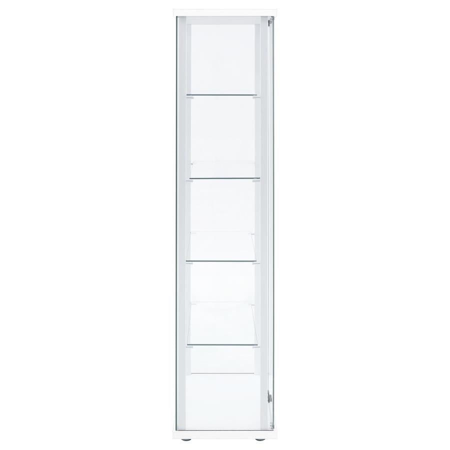 Delphinium 4-Shelf Clear Glass Curio Display Cabinet White