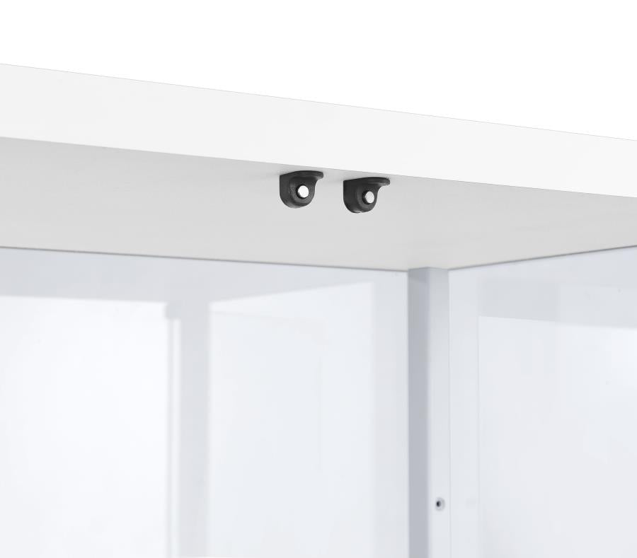 Delphinium 4-Shelf Clear Glass Curio Display Cabinet White
