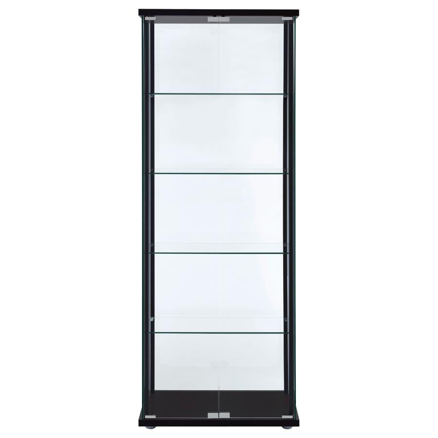 Delphinium 4-Shelf Clear Glass Curio Display Cabinet Black