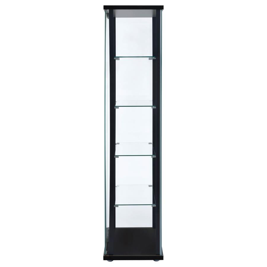Delphinium 4-Shelf Clear Glass Curio Display Cabinet Black