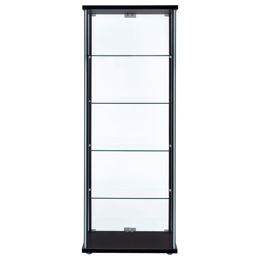 Delphinium 5-Shelf Clear Glass Curio Display Cabinet Black