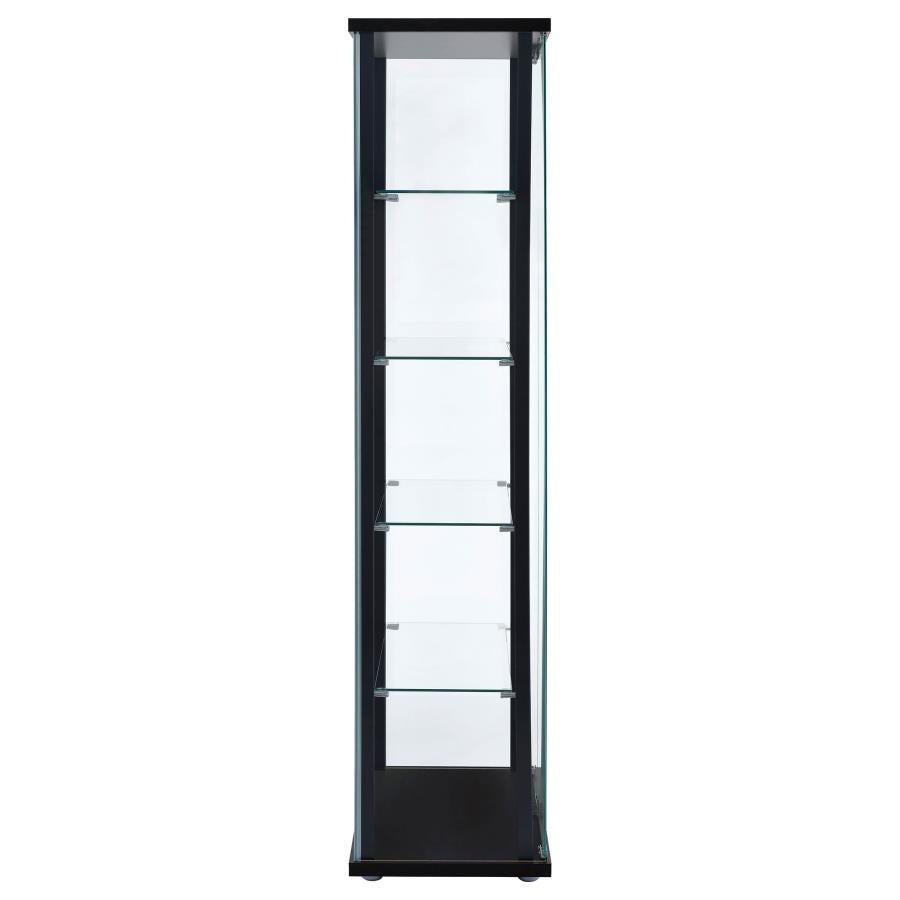 Delphinium 4-Shelf Clear Glass Curio Display Cabinet Black