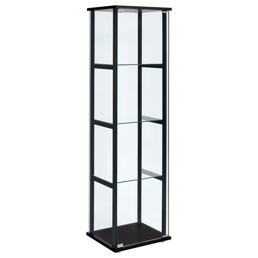 Cyclamen 4-tier Clear Glass Curio Display Cabinet Black