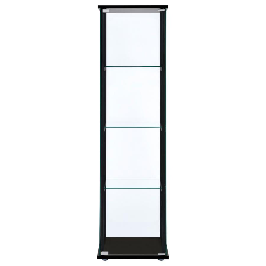 Cyclamen 4-shelf Clear Glass Curio Display Cabinet Black
