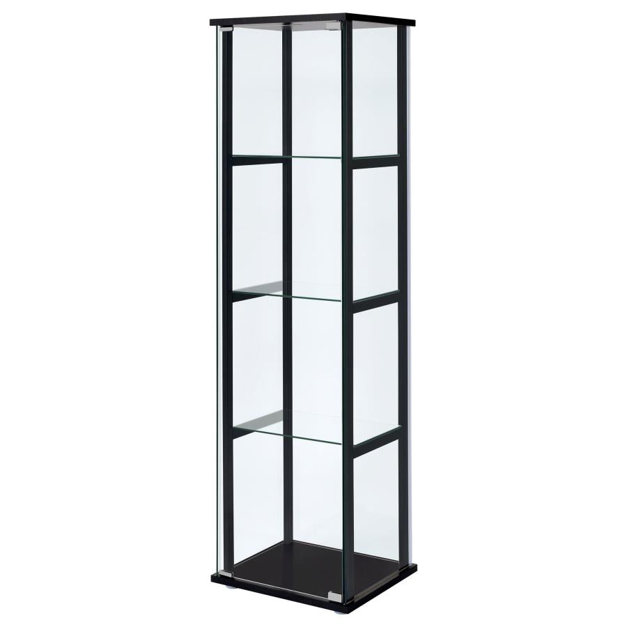 Cyclamen 4-tier Clear Glass Curio Display Cabinet Black
