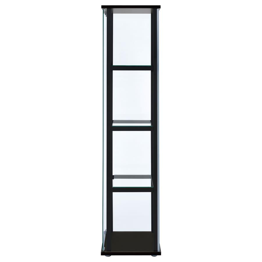 Cyclamen 4-tier Clear Glass Curio Display Cabinet Black