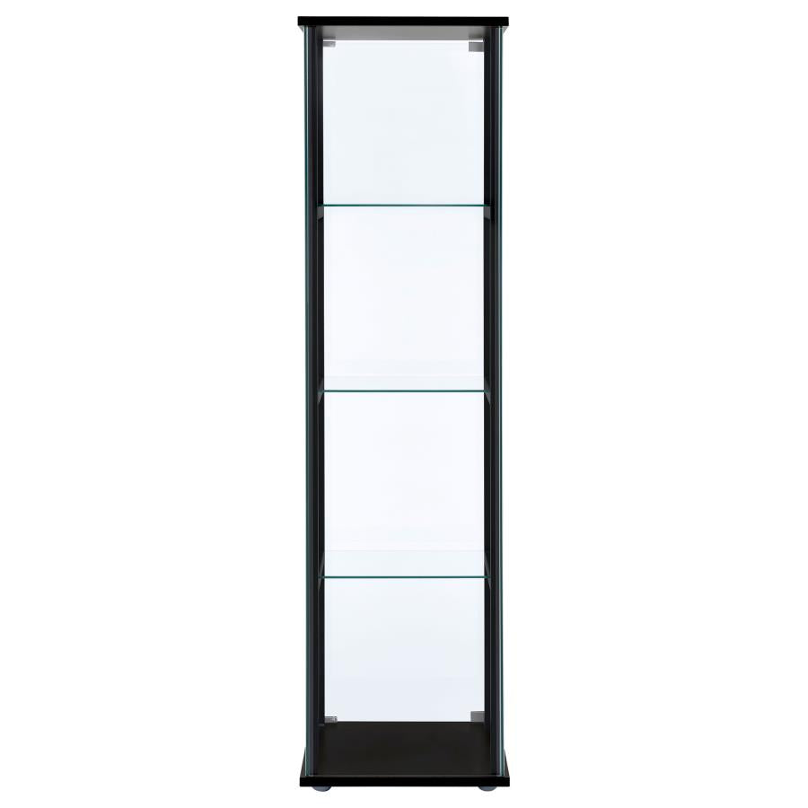 Cyclamen 4-tier Clear Glass Curio Display Cabinet Black