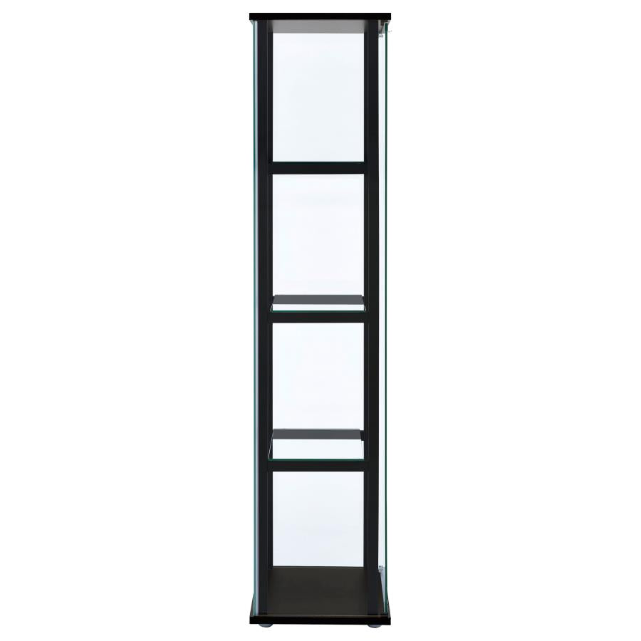 Cyclamen 4-tier Clear Glass Curio Display Cabinet Black