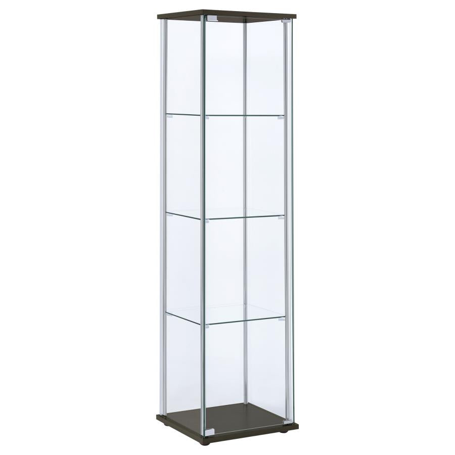 Bellatrix 3-shelf Clear Glass Curio Cabinet Cappuccino