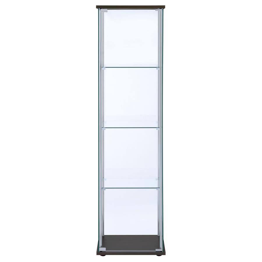 Bellatrix 4-shelf Clear Glass Curio Cabinet Cappuccino